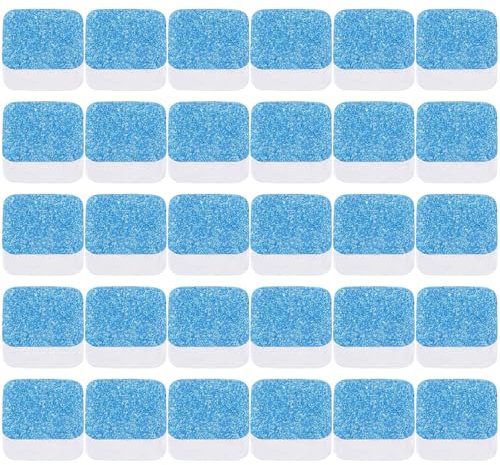 Detergente per Lavatrice, Compresse Detergenti per Lavatrice, Pastiglie Cura Lavatrice, Lavatrice Solida Pulitore Effervescente, Confezione da 30 per Anticalcare Lavatrice, Rimuove Odori