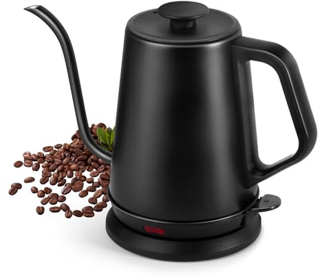 1L Electric Gooseneck Kettle, Tea Kettle for Boiling Water, Gooseneck Electric Kettle for Coffee & Tea, Fast Boiling for Pour Over, Auto Shut-Off, Boil-Dry Protection, 360° Rotational Base