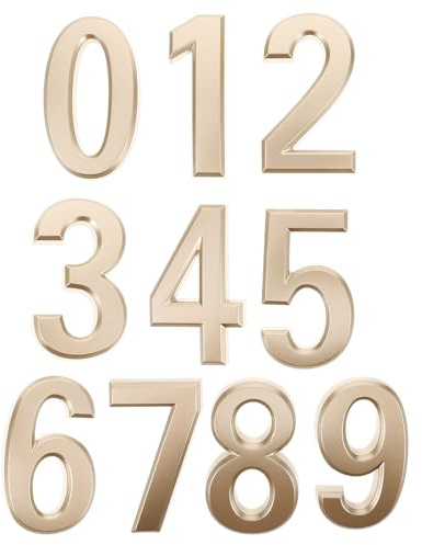 BIUDECO 10Pcs 3D Metal House Number Plaques 70Mm Gold Peel and Stick Door Numbers Stickers for Hotel Room Signs Address Plaques Suitable for Indoor and Outdoor Use