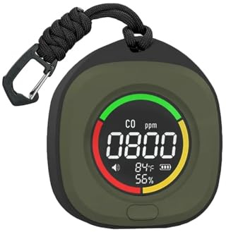 Rilevatore di gas, Rilevatore di monossido carbonio 4 in 1 Rilevamento accurato Schermo LED CO e CO2 portatile da viaggio ricaricabile con allarme sonoro per lavoro, casa(K5E CO and CO2 Green)