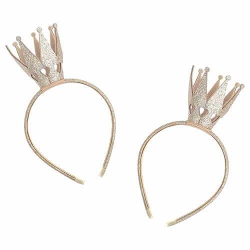 2Pezzi Corona da principessa Fascia per Capelli con Corona d'Oro Cerchietto | Coroncina Principessa Bambina Oro per Compleanni Halloween Cosplay Feste