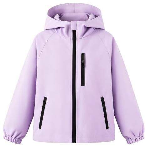 Baogaier Chaquetas Impermeable Outdoor con Capucha para Niños 5-13 Años | Unisex, Abrigo Ligero de Lluvia, Cortavientos, con Cremallera y Banda Reflectante, Exterior Diario Casual Chubasquero Ropa
