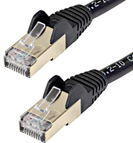 StarTech 6ft CAT6a Ethernet Cable - 10 Gigabit Shielded Snagless RJ45 100W PoE Patch Cord - 10GbE STP Network Cable with Strain Relief - Black - UL, TIA (C6ASPAT6BK)