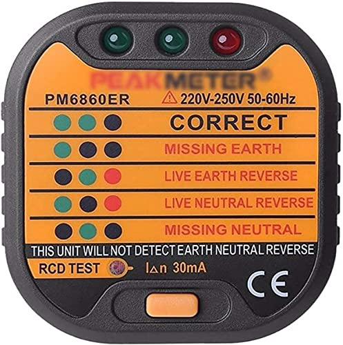 Automatic Electric Socket Tester with UK Plug 6 Circuit Conditions | Outlet Tester Polarity Check Meter Neutral Live Earth Wire Testing
