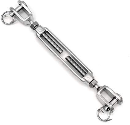 HEAVYTOOL Wantenspanner 5mm mit offener Form Gabel/Gabel Edelstahl V4A AISI 316 (2 Stück) Drahtspanner Rigging Screw Spannschraube Seilspanner Stagspanner Spanschloss Schiffs-Rigging-Spanner