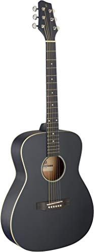 Stagg Akustikgitarre mit Decke aus Lindenholz, Schwarz