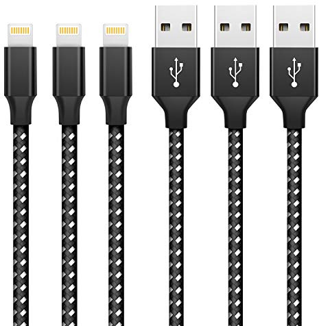 Ankoda, iPhone-Ladekabel, Lightning-Kabel, 3 Stück, 1 m, Nylon, geflochten, schnelles Laden und Synchronisieren, kompatibel mit iPhone XS/XR/X/8/8 Plus/7/6/6 Plus/5/5S, iPad Pro/Air/Mini und mehr