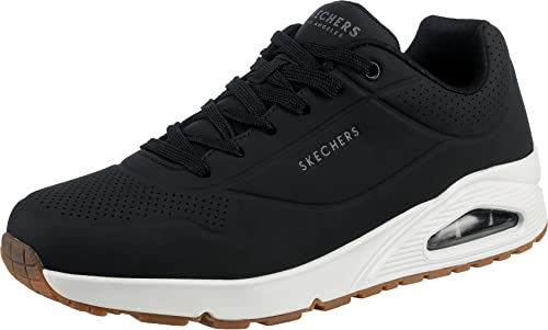 Skechers Herren Uno Stand On Air Sneaker, Black Durabuck Trim, 45 EU