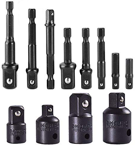 Gasea 12pcs Extension Socket Adapter Set, 1/4 3/8 1/2 Impact Driver Ratchet Adapters & Reducers, Chrome Vanadium Socket Conversion Tool Kit