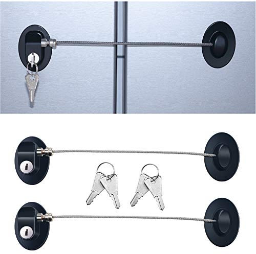 3 Stücke Kühlschranktürschloss Starke Gefrierschrank Türschloss Schubladenschloss Kindersicherheit Schrankschloss mit Schlüssel (Schwarz)