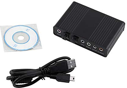 USB 5.1 Audio Sound Card,6 Channel Sound Card USB External Digital Optical SPDIF Audio Output Adapter for PC,with Sound Mixing Function,Plug and Play