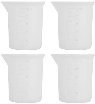 Kacoco Lot de 4 tasses graduées en silicone de 100 ml pour résine anti-adhésive - Gobelets de mélange en résine époxy DIY colle - Moules à outils - Graduation précise