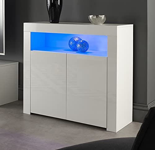 MMT Furniture Designs Ltd SIb02White Buffet, Bois d'ingénierie, Blanc, 90 x 35 x 83 cm W x H