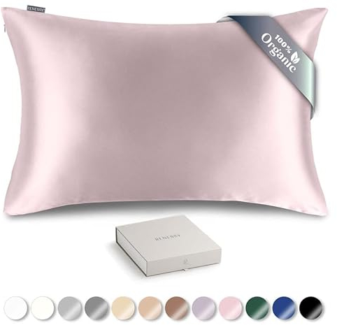 RENESSY Kissenbezug aus 100% Bio-Seide 40x60 cm - 22 Momme Maulbeerseide, Güteklasse 6A, Oeko-Tex zert. in Deutschland - Luxus für Haar und Haut, 1 Stück (Himmlisches Rosa)