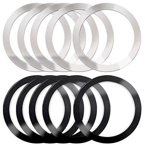 10-teiliges magnetisches drahtloses Ladegerät Universal-Metallringe mit Aufkleber, 2-Farben ultradünne Metallringe kompatibel mit MagSafe drahtloses Ladegerät Auto-Ladegerät auf den meisten