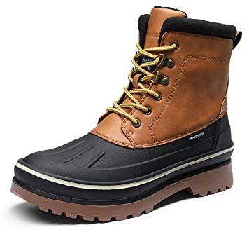 Bruno Marc Men's Insulated Waterproof Snow Boots Warm Fur Lined Outdoor Winter Boot Brown/Yellow,Size9.5,SBSB229M
