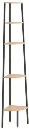 vidaXL Eckregal mit 5 Böden Hellbraun und Schwarz 45,5x31,5x180 cm, Standregal, Regal, Lagerregal, Bücherregal, Aufbewahrungsregal, Eck-Bücherregal