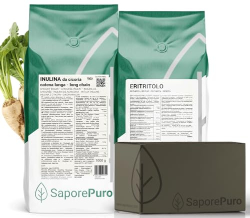 Inulina a catena lunga in polvere 1 kg + Eritritolo 1 kg
