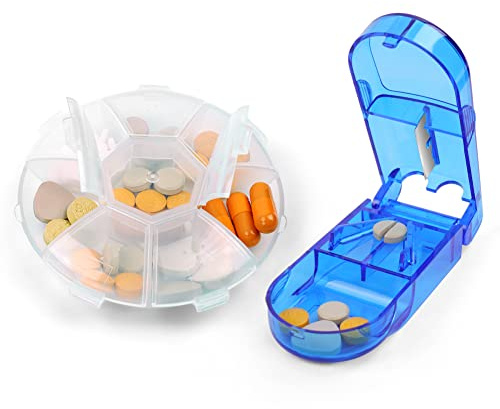 AOOWU Cortador de Pastillas, Corta Pastillas Con Pastillero, Partidor De Pastillas Con Cuchilla De Acero Inoxidable, Separador De Pastillas, Divisor De Pastillas Para Píldoras Pequeñas Y Grandes