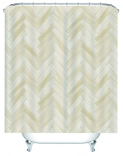 Whoiy Duschvorhang 150X200 Beige, Duschrollo Um Die Ecke Polyester Shower Curtains Gewebtes Muster für Badezimmer Badewanne