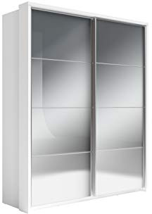MINIO go for it - Armoire à Deux Portes 180 cm ERTA 17 avec Miroir | Armoire à portes coulissantes, couleur : blanc mat