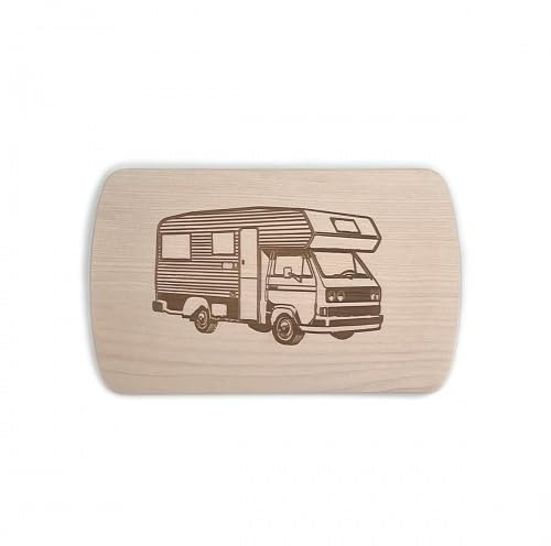 Frühstücksbrettchen Wohnmobile aus Naturholz – Holzbrett mit Wohnmobilemotiv – Personalisierbar mit Namen & Gravur – für Kinder & Erwachsene