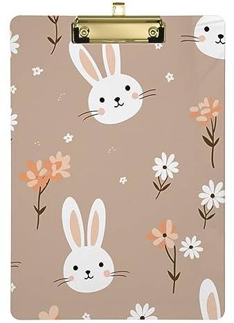 Klemmbrett mit Kaffee-Hasen- und Blumen-Muster, Standard-Loch, organisatorisches Klemmbrett, Student