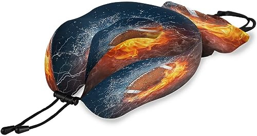 HMZXZ Reisekissen American Football Ball, Memory Foam Nackenkissen Stützkissen,Weich Nackenstützkissen für Camping,Schlafrestkissen,Auto,Flugzeug
