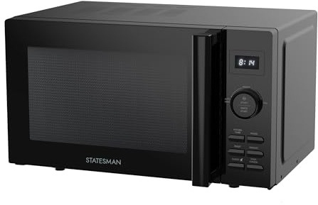 Statesman 20L 800W Black Digital Microwave - 11 Power Levels, 8 Auto Cooking Programmes, 95 Minute Cooking Timer - SKMS0820DSB