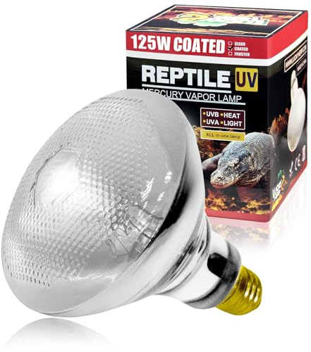LUCKY HERP UVA UVB Wärmelampe Terrarium, E27 Reptilien UVB Lampe Terrarium 125W, D3 UV Basking Spot Lampe für Schildkröte, Bartagame, Eidechse, Gecko