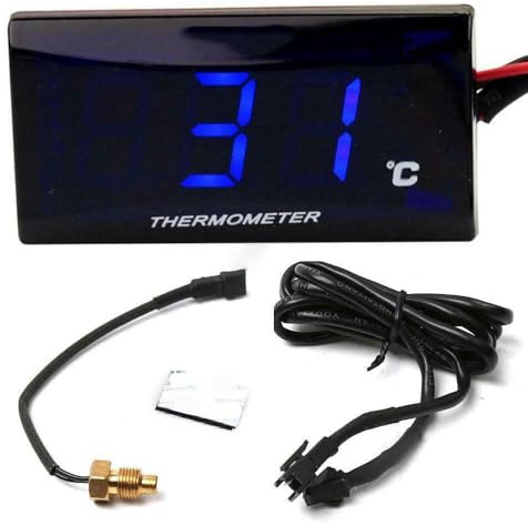 Kacepar Thermomètre Numérique Universel pour Moto 12V pour scooter 50cc | jauge température moto compteur LCD température de l’eau numérique de 0-120 ℃ pour moto de course et scooters 5,64cm x 2,7cm
