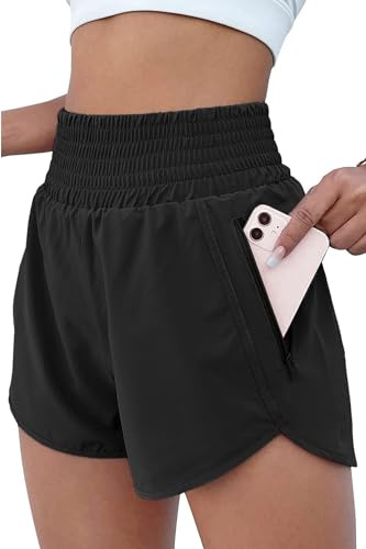 NEYOUQE Korta byxor, dam, sportshorts med fickor, korta sportbyxor, A-svart, M