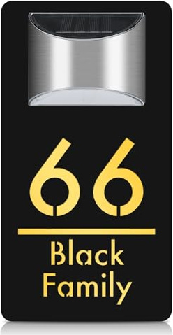 MXN Plaque de porte solaire moderne personnalisée avec numéros de maison pour l'extérieur - Éclairage LED 3D - Numéros de maison - Plaque numéro d'appartement - Panneau d'adresse lumineux à l'énergie