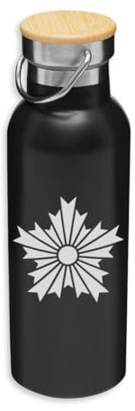 Japan Police Symbol Eco Thermoskanne, Edelstahl, Isolierflasche, Bambusdeckel