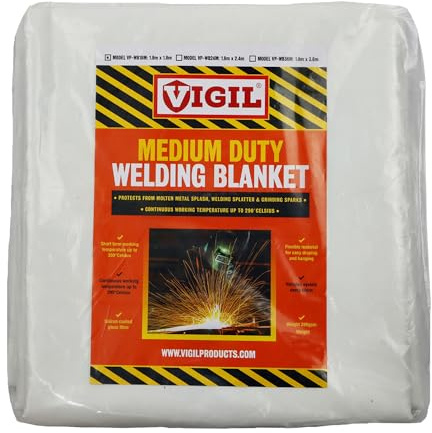 Medium-Duty Welding Blankets for Industrial Use - Silicone-Coated Glass Fibre Blanket - Heat Resistant up to 350°C - Protects Work Area from Sparks - Flame Retardant Fabric - 1.8m x 1.8m