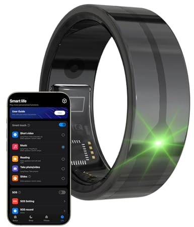 Sxhlseller AIZO Ring – 5 G Ultraleichter Smart Ring Pro mit Touch Steuerung, Fitness Smart Ring mit Neuem APP-System und Ladestation, Gesundheits-Sportmonitor-Tracker
