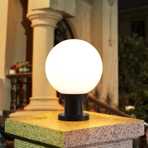 Mengjay Lampada a sfera da terra per esterno illuminazione per giardino luce a palla decorativa con portalampada per lampadine led E27 IP44 (15cm)