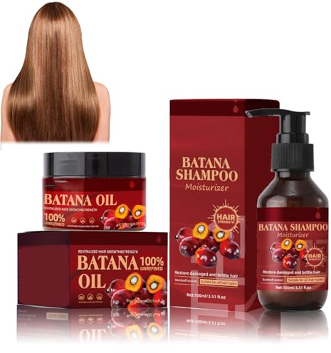 Eazerom 07,100 ml Batana Shampoo Set + 120 ml Batana Balsam, Batana Oil Shampoo and Conditioner Set, för naturlig och ekologisk hårväxt,