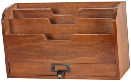 Generic Desktop-Briefständer im Vintage-Stil, Schlüsselstift, Bleistift-Organizer, vielseitiger Desktop-Sortierer für Zeitschriften, Bücher, Heimgebrauch, Braun