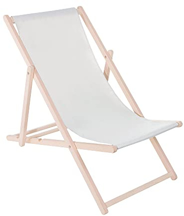 Muntel Klappstuhl Liegestuhl klappbar aus Massivholz, Sonnenliege für Garten, Balkon & Terrasse, Gartenstühle, Gartenliege wetterfest, Strandliege klappbar leicht, Strandstuhl, (Hellgrau)