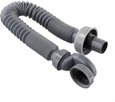 Tubo di scarico flessibile a basso profilo per vasca da bagno, doccia, 90 cm, in polipropilene, salvaspazio, facile da installare, design con guarnizione dell'acqua