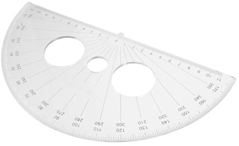 NUOBESTY Geometry Half Circle Protractor Student Ruler for Math Art Plastic Accurate to Use