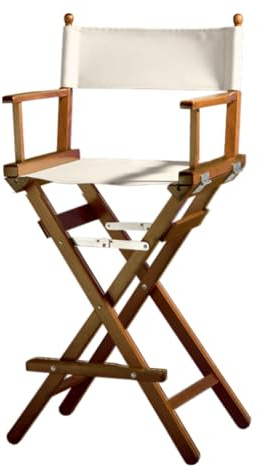 ZStyle Silla de director plegable ligera y portátil, para oficina, hotel, restaurante, casa, porche, bar, maquillaje, madera de haya, tela alta para maquillar (madera de nogal, tela cruda)