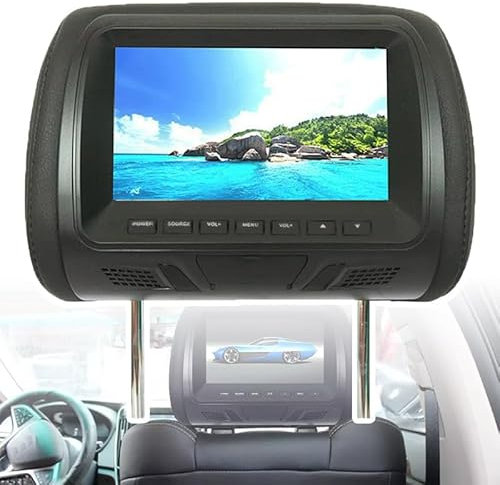 Moniteur D'appui-Tête De Voiture 7Pouces(Av/Mp5), Moniteur De Voiture D'appui-Tête, La Distance Entre Les Deux Pôles Peut être Ajustée De 13 à 18Cm, Pour Lecteur Dvd Et Vidéo,Black-AV
