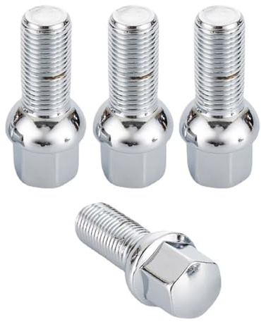 WUWWUT 4 Pcs Alloy Wheel Bolts M14 x 1.5, 28mm Thread, Replacement Bolt Kit for Audi Volkswagen Car Accessories, 17mm Hex(Silver)