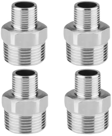 4pcs Shower Hose Connectors,Stai/nless Steel Hex Nipple,Male to Female Threaded Connector Pipe,Hose Pipe Connectors and Fittings,Hose Adapter,Bath Tap Shower Hose Attachment,Metal Hose Connector
