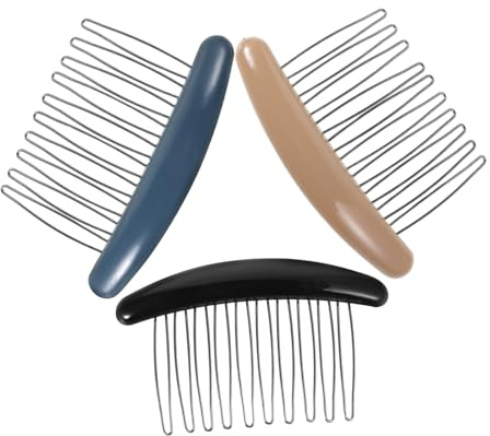 WOONEKY Juego de 3 Peinetas Laterales para Mujer de Plástico y Resina, Diseño Simple y Dulce, Accesorios Cabello sin Marcas Ideales para Peinar el Cabello en Fiestas