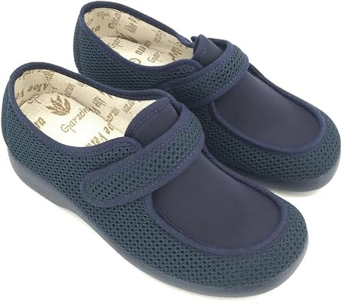 Garzón.Zapatillas Casa o Calle Mujer,Beige o Azul Marino,Cierre Ajustable.Pantuflas de Verano.Ancho Especial. (Azul Marino, Una talla, Sistema tallas calzado EU, Adulto, Mujer, Números, mediano, 35)