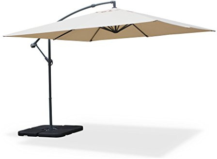 sweeek-Parasol cuadrado excéntrico, 3x3m Beige - 300x295x250 cm