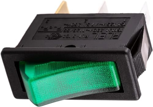 Interrupteur lumineux unipolaire à bascule 31 x 14 mm 16 A/250 VAC (Vert)